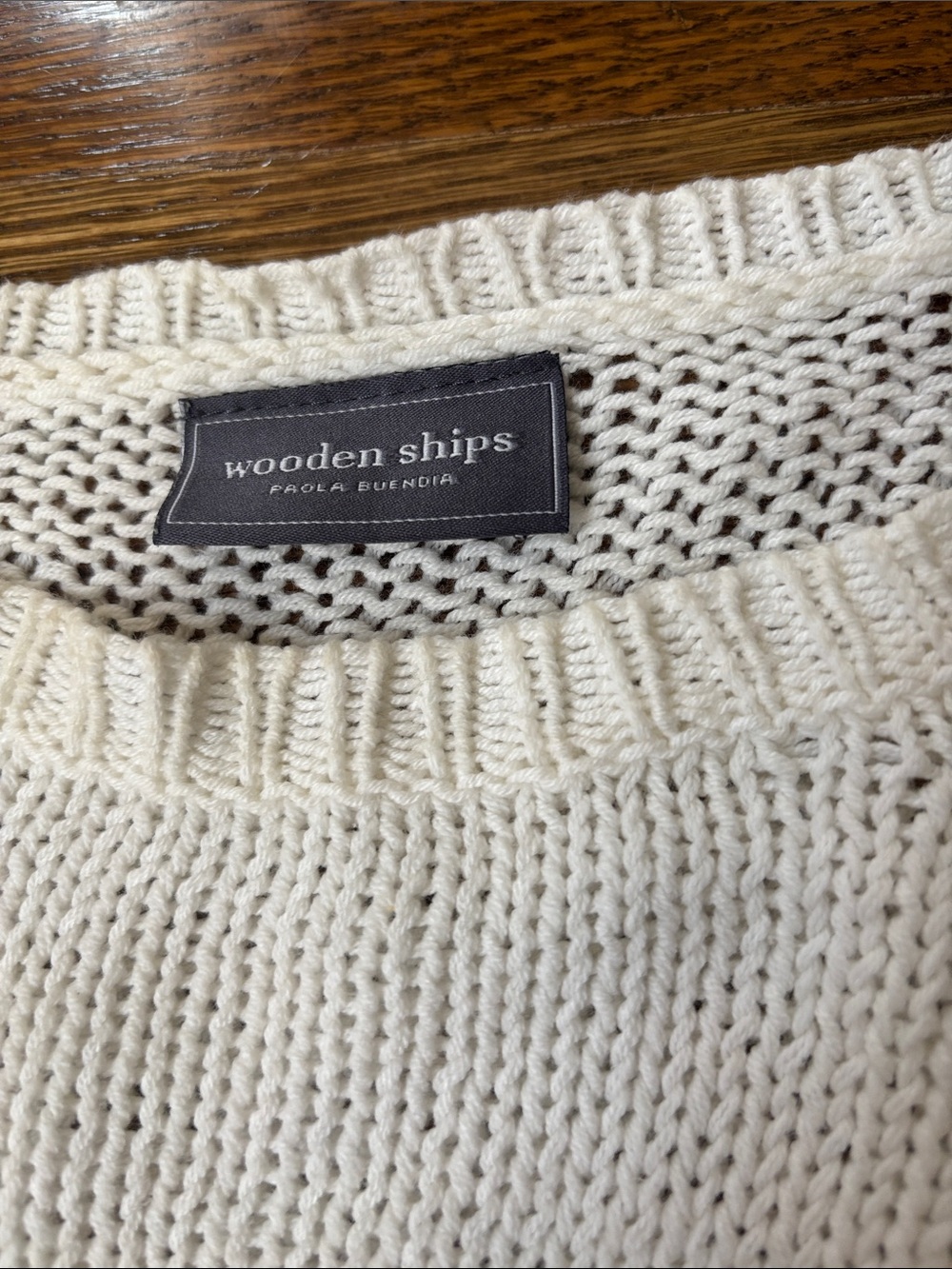Wooden Ships Salty Graphic Knit Sweater - White with Blue Accent - Picture 2 of 3